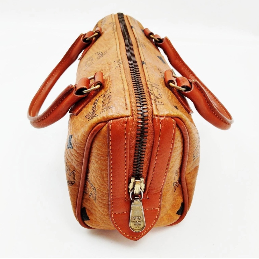 MCM MINI Cognac Visetos Satchel/ MCM MINI Hand Bag Brown PVC - Picture 3 of 10